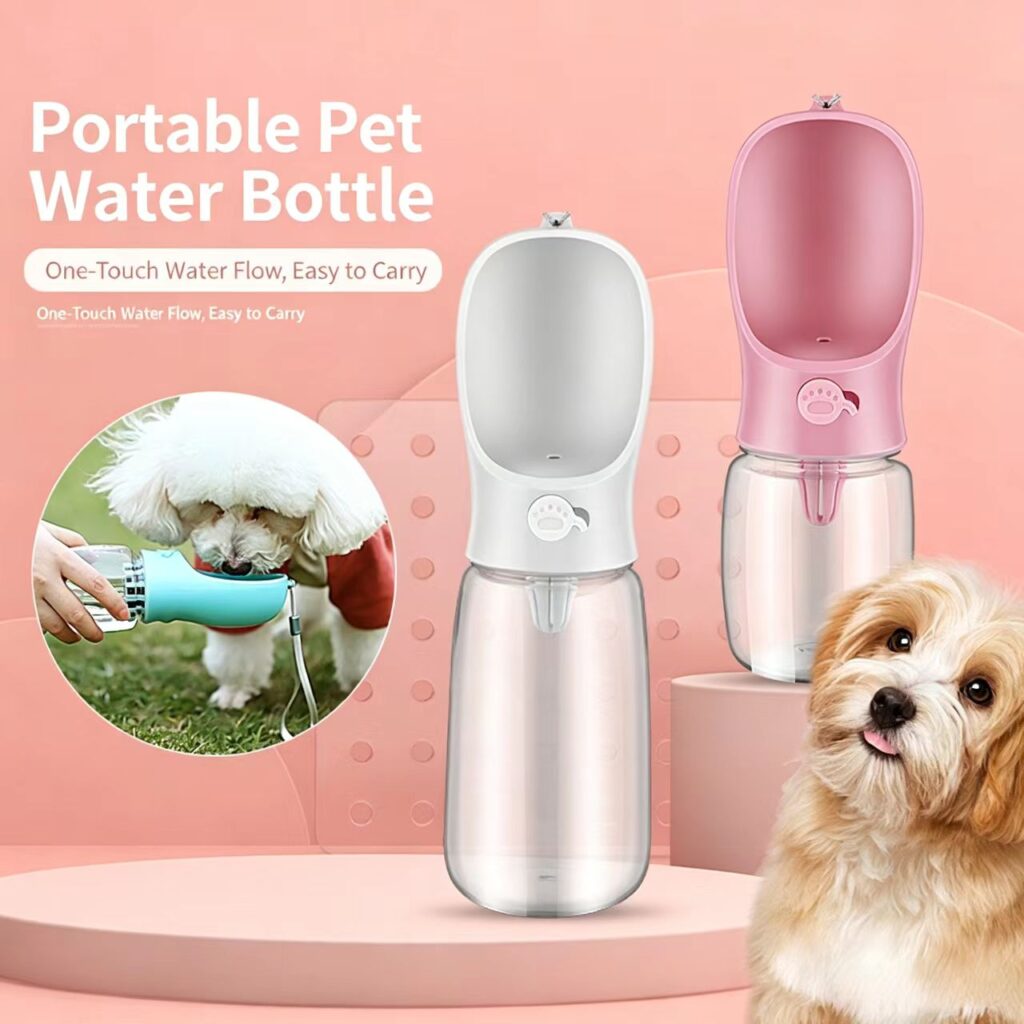 Portable Pet Water Bottle, one touch outdoor dog drinking cup